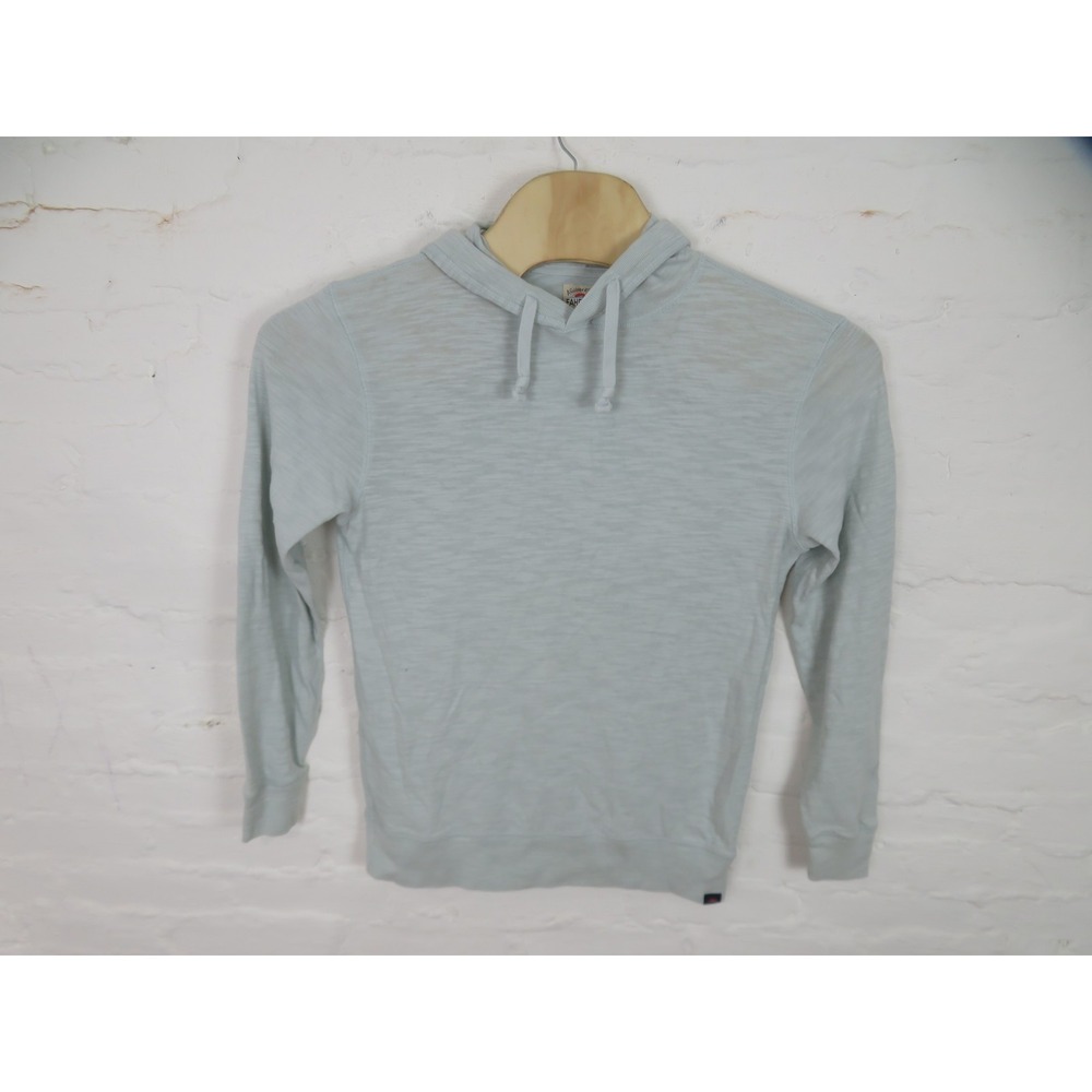 Faherty Hoodie Mens Small Sunwashed Slub Blue Lightweight Cotton Knit Pullover
